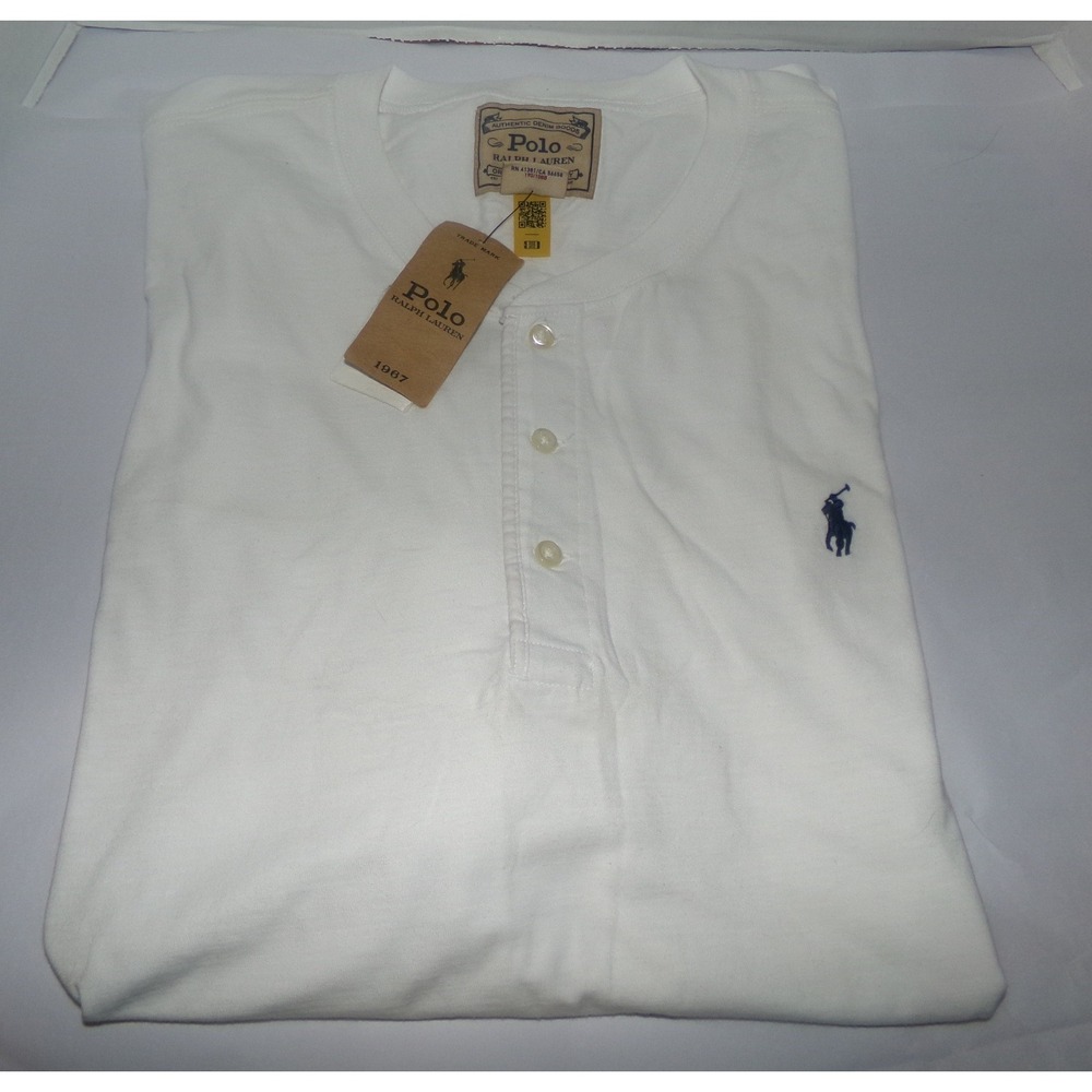 Polo Ralph Lauren Mens XXL  OFF White Henley Short Sleeve Pony Logo Shirt NWT